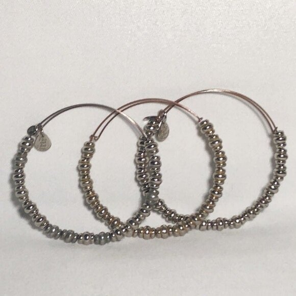 Alex and Ani Nile Russian Silver Expandable Bracelet Set of 3 - Picture 4 of 6